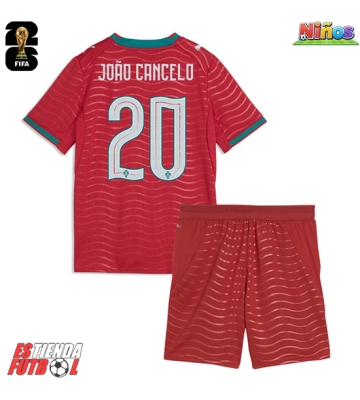 Portugal Joao Cancelo #20 Primera Equipación Niños Mundial 2026 Manga Corta (+ Pantalones cortos)